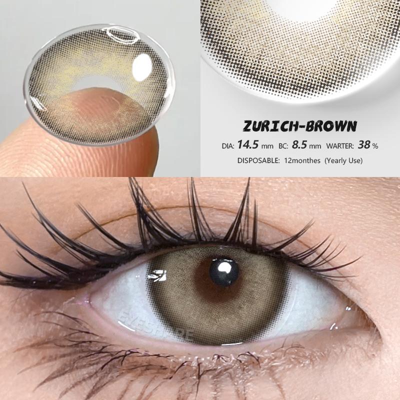 Eyeshare 1 Pair of Annual Colored Eye Contact Lenses High Quality Blue Lenses Brown Lenses Fashionable Natural Beauty Eye Contact Lenses