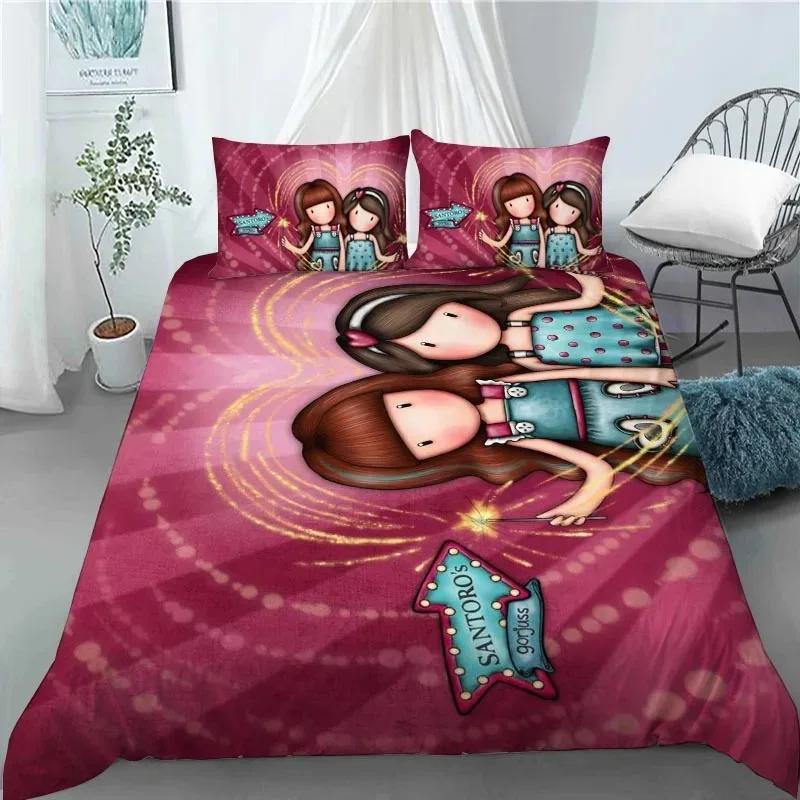 Santoro Gorjuss Anime Beautiful Girl Comfortable Duvet Cover Pillowcase Bedding Set Children Bedroom Decoration Home Textile