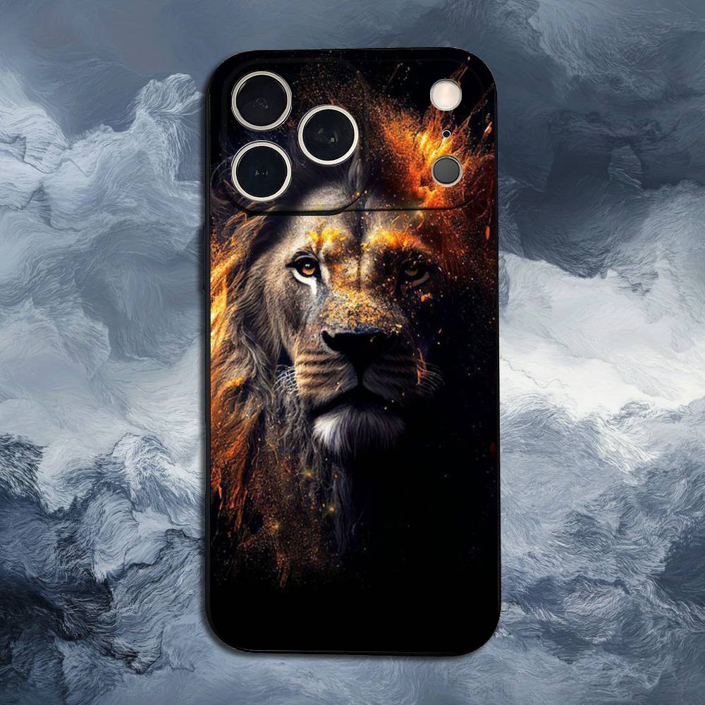 Чехол для телефона с изображением животного, тигра, льва, для iPhone 15, 14, 13, 17, 16, 12, 11, Plus, Pro Max, XS, X, Mini, 8, 7, XR, SE, Мягкий силикон, Черный