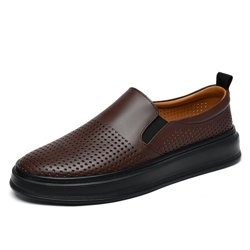 Fashion Summer Fashion New Men's Comfort Breathable Patent Leather Thick Bottom Casual Shoes Male Walking Sneaker Flats Loafers