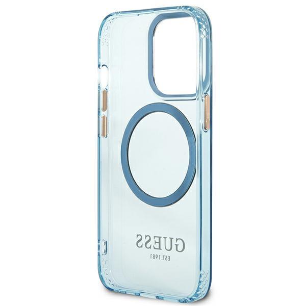 Guess Guhmp13Lhtcmb Iphone 13 Pro / 13 6,1 Niebieski/Blue Hard Case Gold Outline Translucent Magsafe