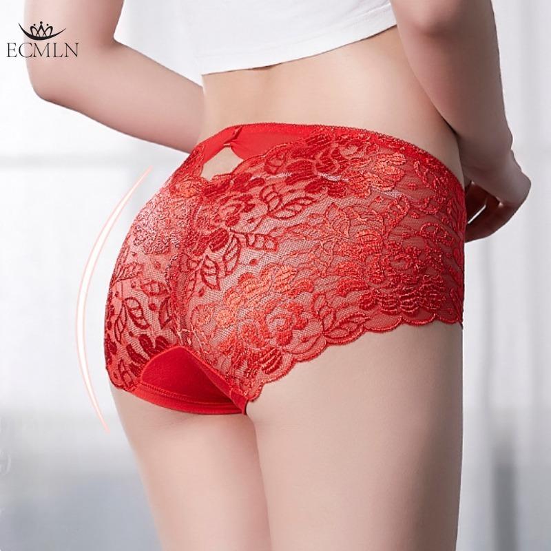 Women's Summer Thin Sexy Lace Panties Underwear Seamless Mid-high Waist Breathable Cotton Crotch Antibacterial Women's Briefs Knickers