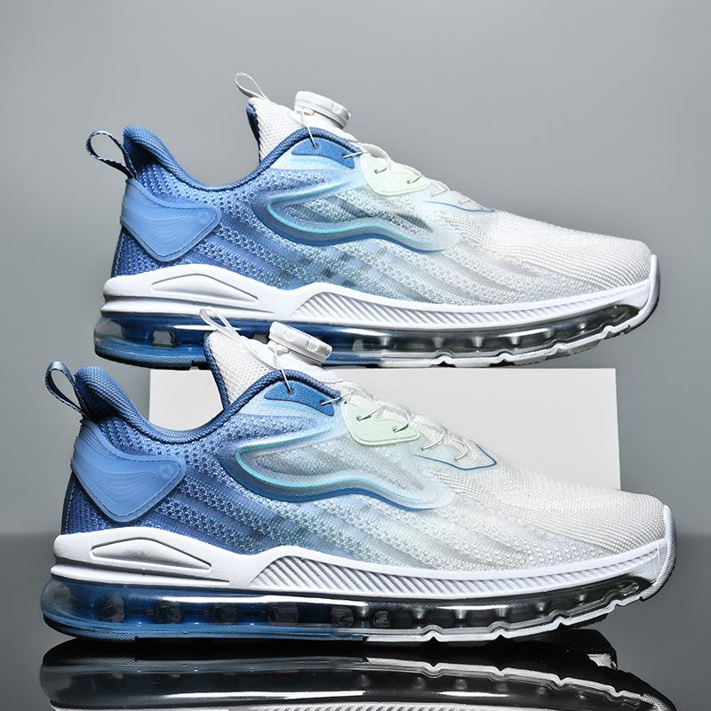 Мужская обувь очень большого размера, модные кроссовки на воздушной подушке для бега на четыре сезона, повседневная спортивная обувь из летящего трикотажа, воздухопроницаемость для улицы