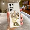 Чехол для телефона с буквой-короной из бриллиантов (26 букв) для Samsung Galaxy S26 S25 S24 S23 S22 Ultra S20 S21 FE 5G Plus, мягкий прозрачный чехол