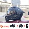 Full Face Motorcycle Helmet With Rear Wing Bluetooth Headset Men All Season Electric Bike Motorbike Riding Safety Gear