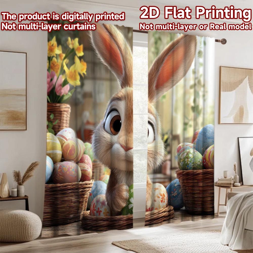 2D плоновый Фон для Фотосъемки Фон для Вечеринки Пасхальный Кролик с Яйцами 100% Полиэстер Использование на Годовщину Подходит для спальни,