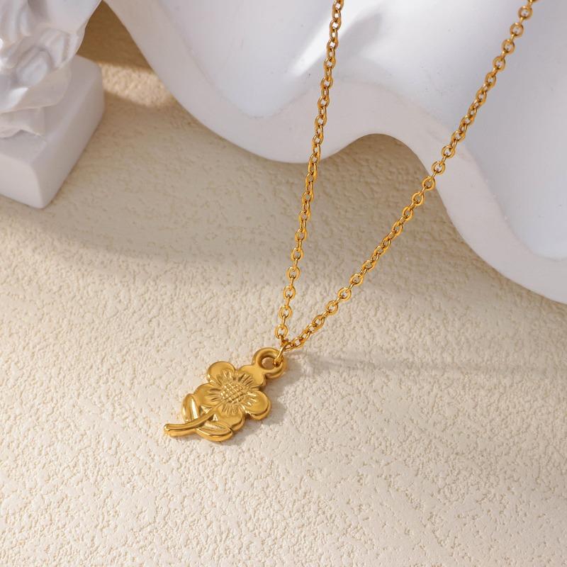 Новое изысканное ожерелье из титановой стали с цветком для женщин, не выцветающее, с вакуумным покрытием k из нержавеющей стали, цепочка для ключиц