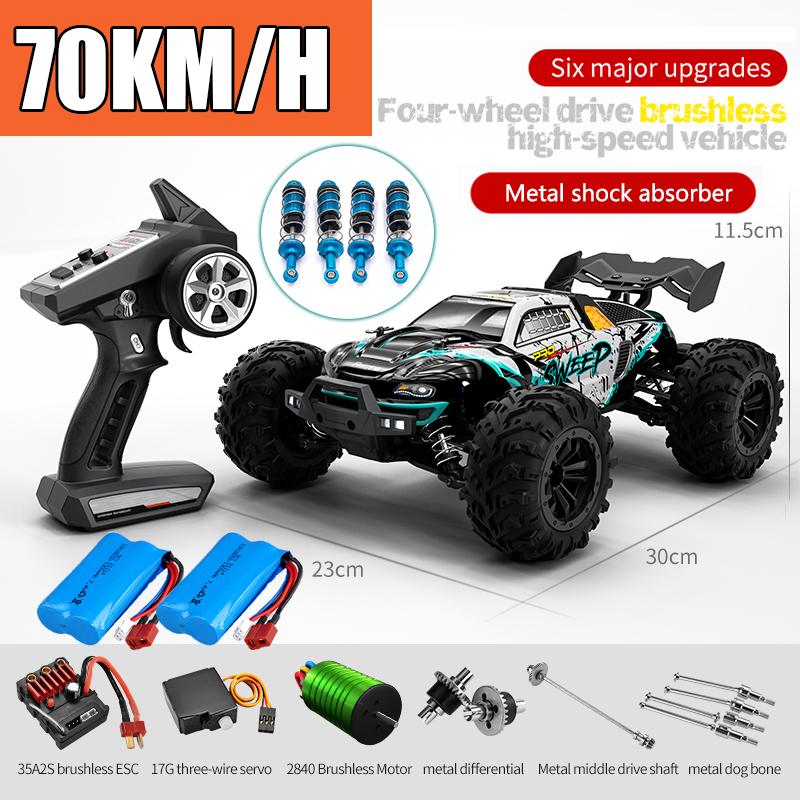 Радиоуправляемая машина Внедорожник 4x4 Высокоскоростная 70 км/ч Машина на дистанционном управлении со светодиодной фарой Бесколлекторный 4WD 1/16 Монстр-трак Игрушки для мальчиков Подарок