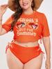 2025 Orange 3 Piece Mesh Skirt Plus Size Bikini Set Women High Waist Hollow Big Swimsuit Halter Chubby Bathing Suit