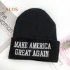 Winter Hat Makes America Great Again Trump President Election Campaign Knitted Thick Elastic Warm Windproof Cycling Outdoor Cap Headgear