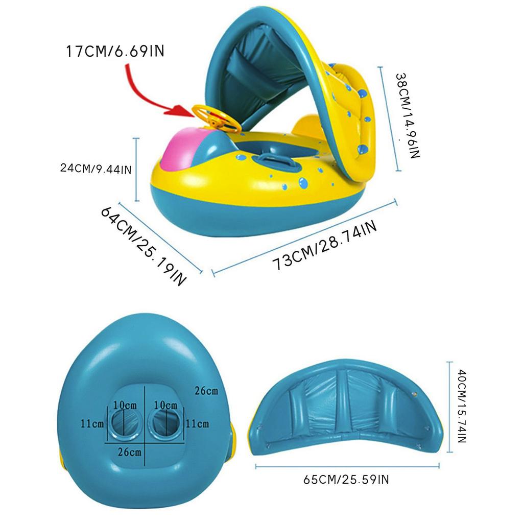 Baby Swimming Ring Children's-Boat With Roof And Handles Swimming PVC Inflatable