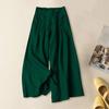 Летние повседневные брюки с эластичной резинкой на талии, широкие брюки со средней посадкой, длинные брюки, однотонные тонкие карманы