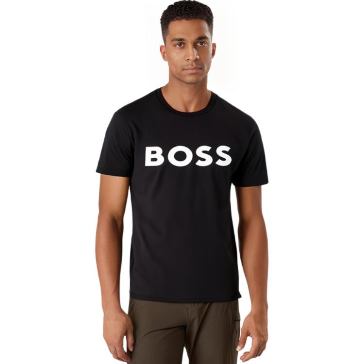 HUGO BOSS SS22 Men's Logo Print Short-Sleeve T-Shirt Black 50481923-002