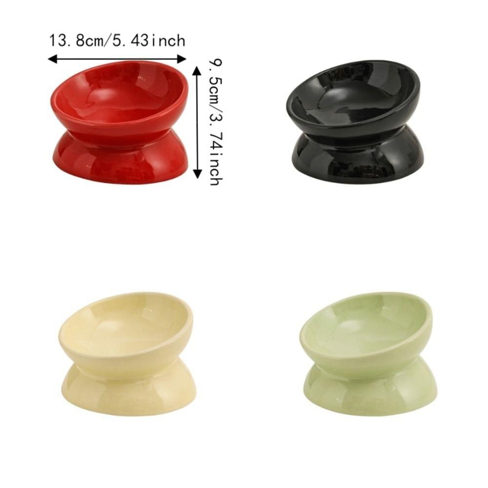 Flat Bottomed Ceramic Elevated Cat Bowl Anti Overturning Pet Food Dish  For Feeding Water