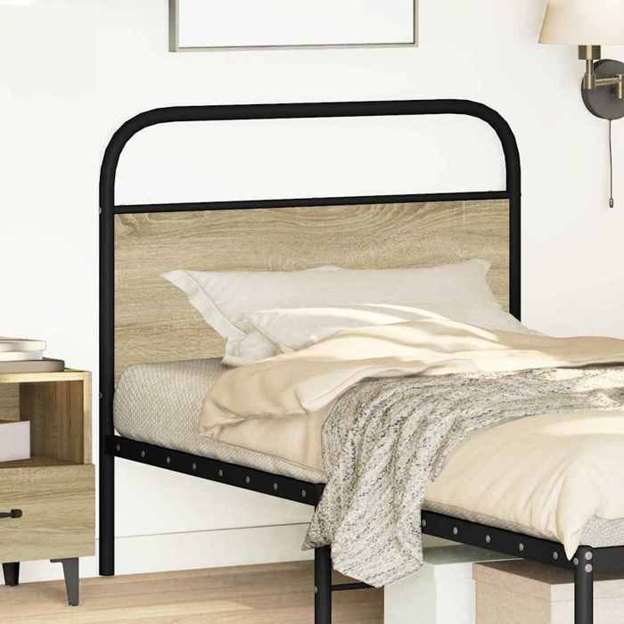 VidaXL Tête de lit chêne sonoma 90 cm acier et bois d'ingénierie, tête de lit pour lit simple, meuble de chambre à coucher,, 4100286