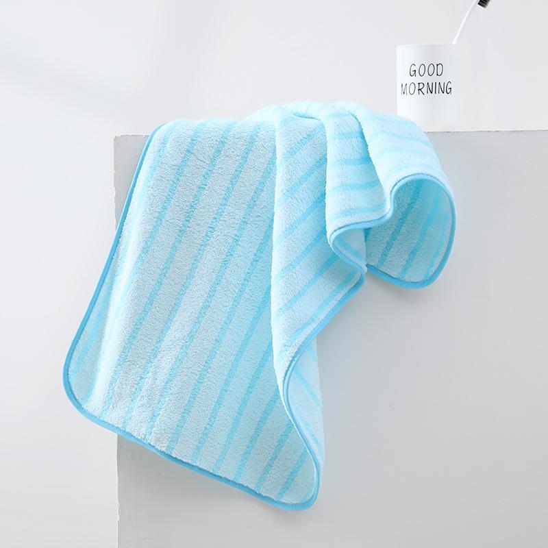 Soft Absorbent Warp-Knit Coral Fleece Towel with Thin Stripes - Thickened Face Wash Towel with Customizable Logo