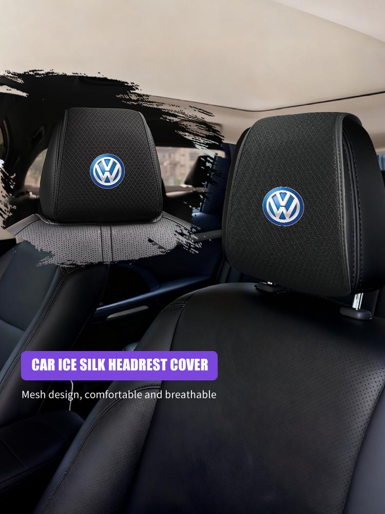 Valve Stems Caps Car Seat Ice Silk Headrest Pillow Case Storage Bag For Volkswagen VW Scirocco Jetta Beetle Golf Passat Polo Tig zw2