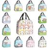 Cartoon Mochi Cat Peach And Goma Meme Lunch Bag Women Thermal Cooler Insulated Lunch Box for Work Office Travel Picnic Food Bags