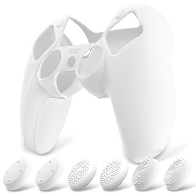 Совместимый с контроллером PlayVital Pure Series PS5 защитный силиконовый чехол с мягкой резиновой рукояткой и 6 джойстиками для большого пальца можно использовать на