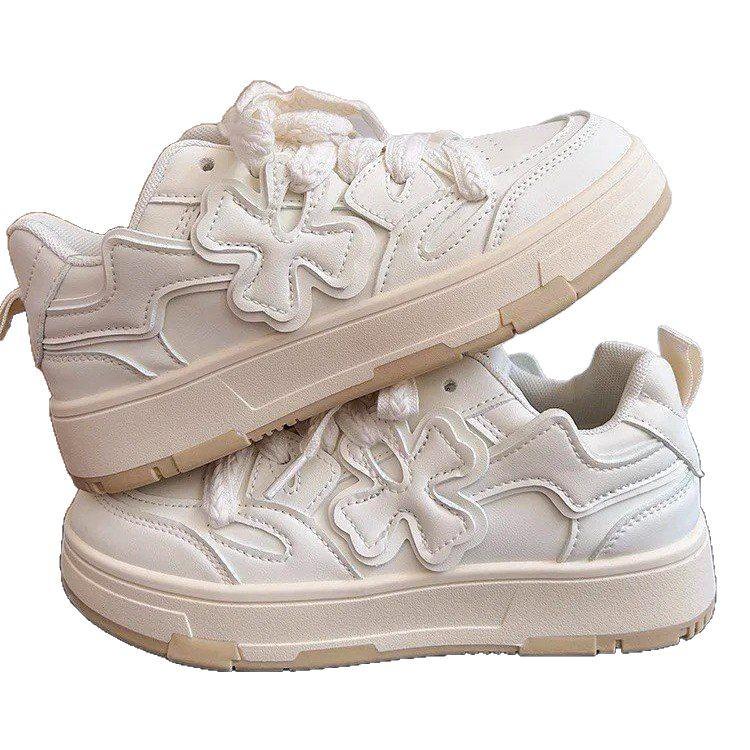 Студенческая платформа дизайн борд обувь женская ins модная обувь весна 2024 новая ниша повседневная универсальная маленькая белая обувь