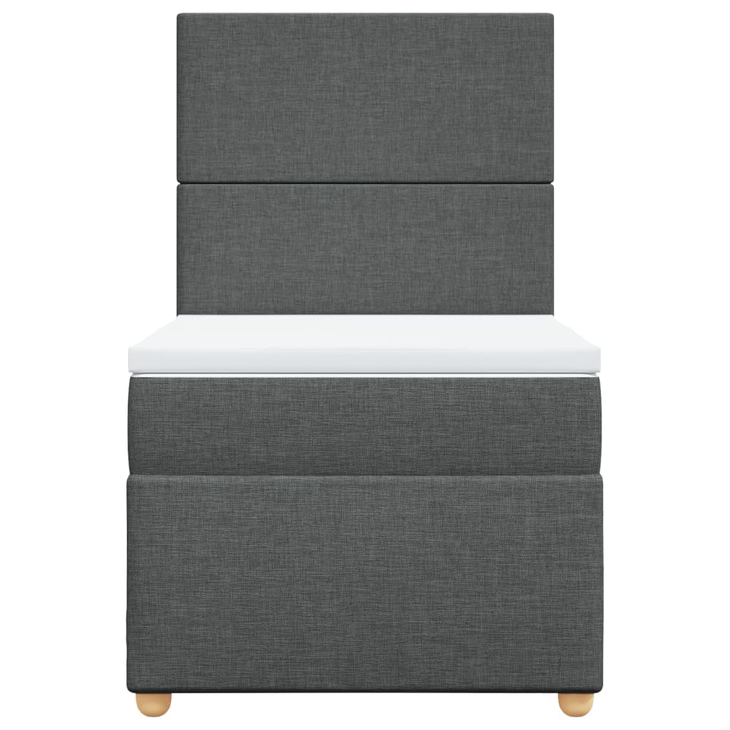 Box Spring Bed with Mattress Dark Gray 90x200 cm Fabric