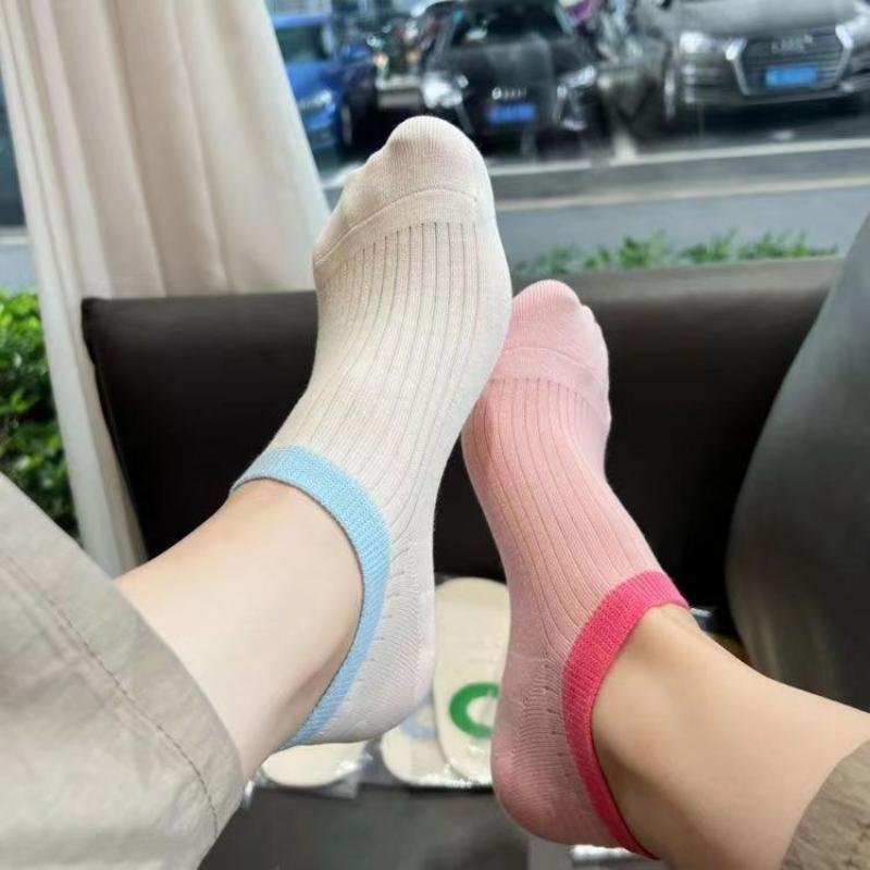 Носки-лодочки в лесном стиле, носки контрастного цвета, женские силиконовые нескользящие носки, носки-лодочки радужного цвета, соответствующие цветам