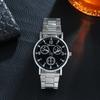 Men's Casual Blue Light Three-eyed Steel Strap Watch Quartz Movement Fashionable Gift Wholesale