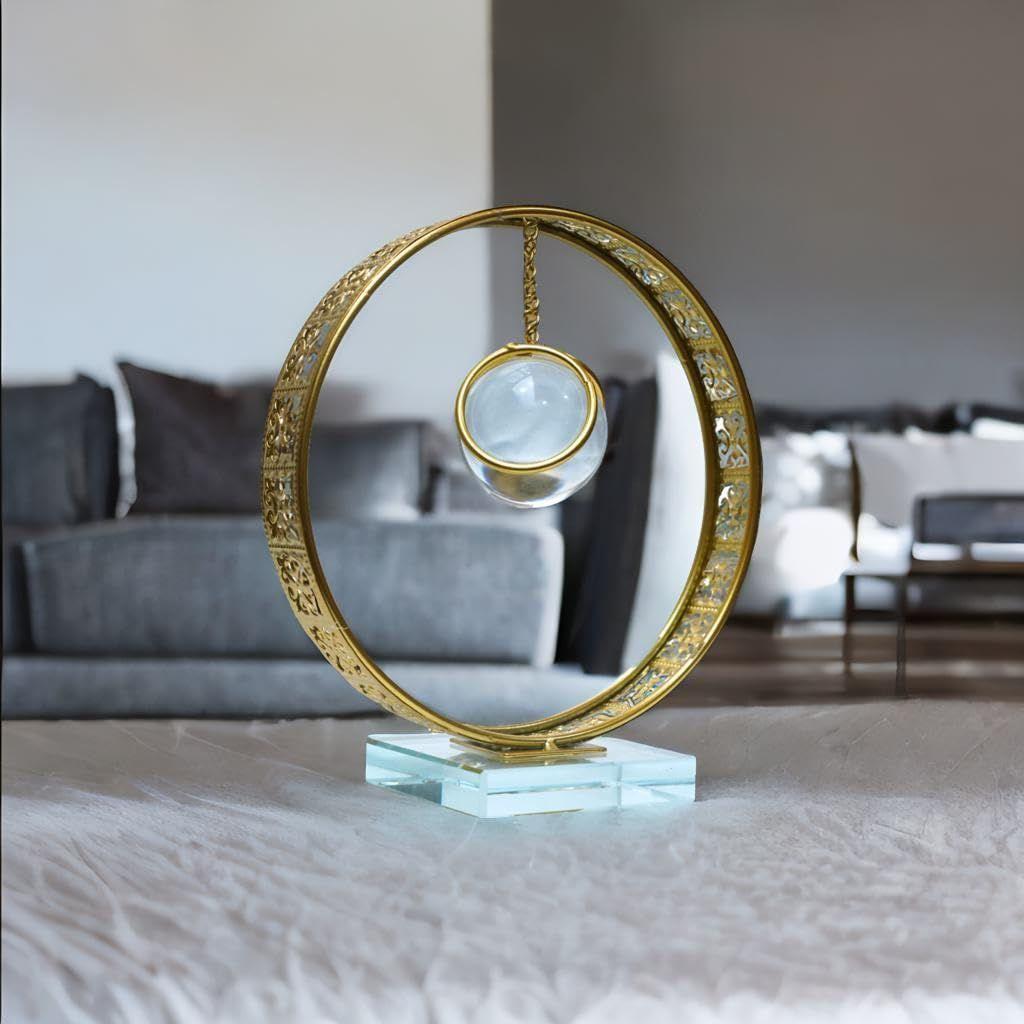 Прозрачный хрустальный шар с подставкой, Хрустальная сфера в стиле легкой роскоши для подарка, Золотой арт-деко для фотосъемки, украшений, книжной полки, свадьбы, вечеринки