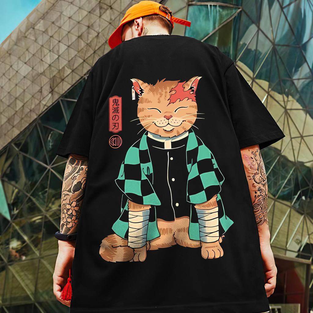 Мужская футболка с животными, 3d череп, воин, кот, принт, мужская одежда, летняя повседневная свободная футболка с короткими рукавами и короткими рукавами, футболка в стиле Харадзюку