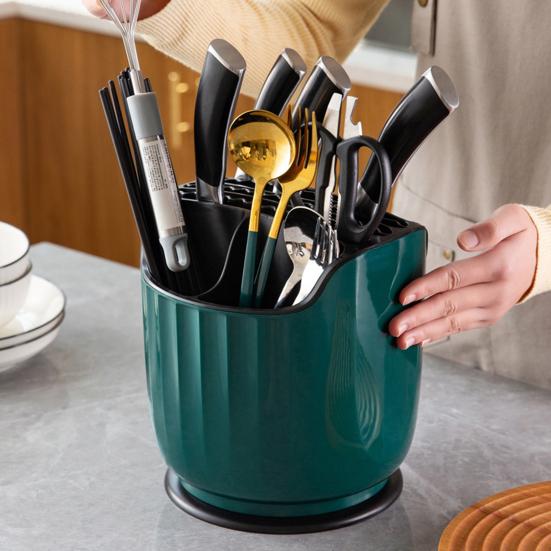 Стойка для хранения столовых приборов, большая вместимость, вращение на 360 градусов, палочки для еды, вилки, ложки, контейнер для товаров для дома