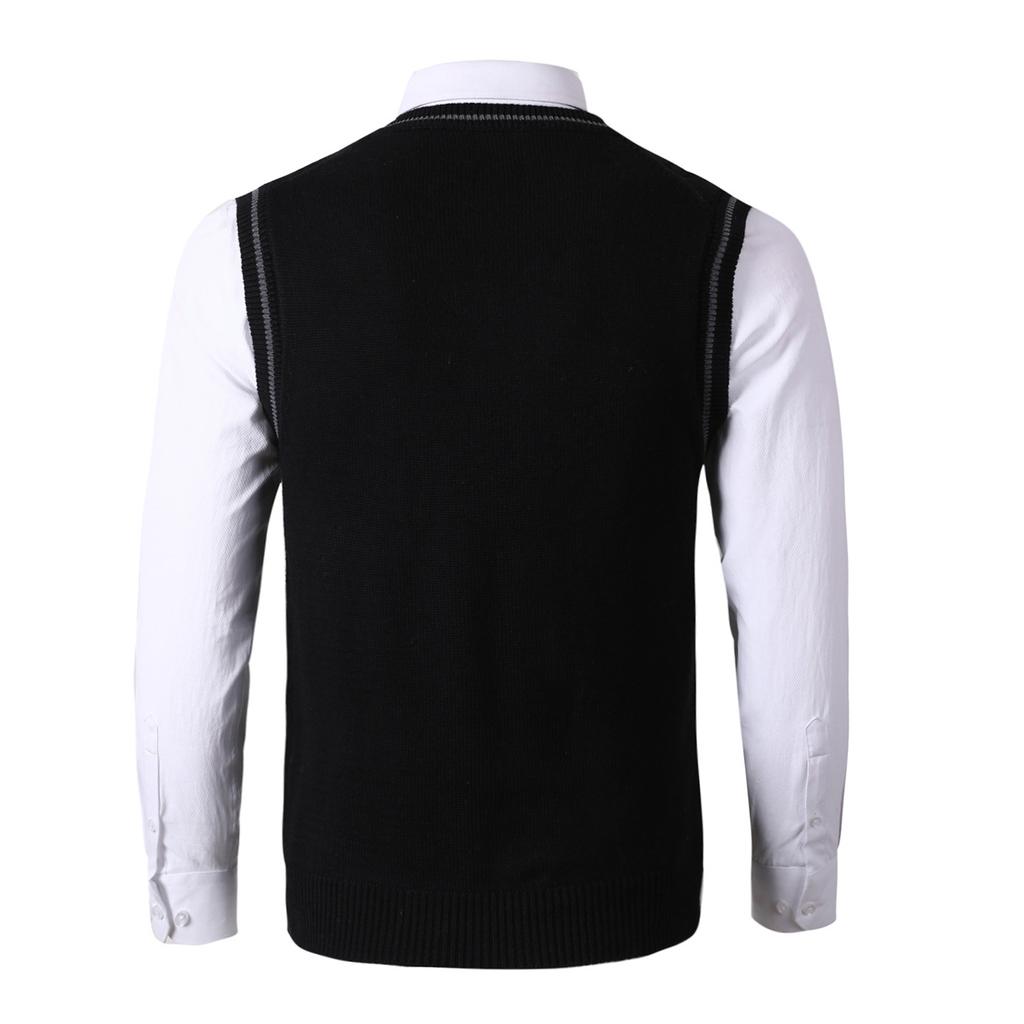 Мужской Повседневный Большого размера V-образный вырез Утолщенный Вязаный Жилет Без рукавов