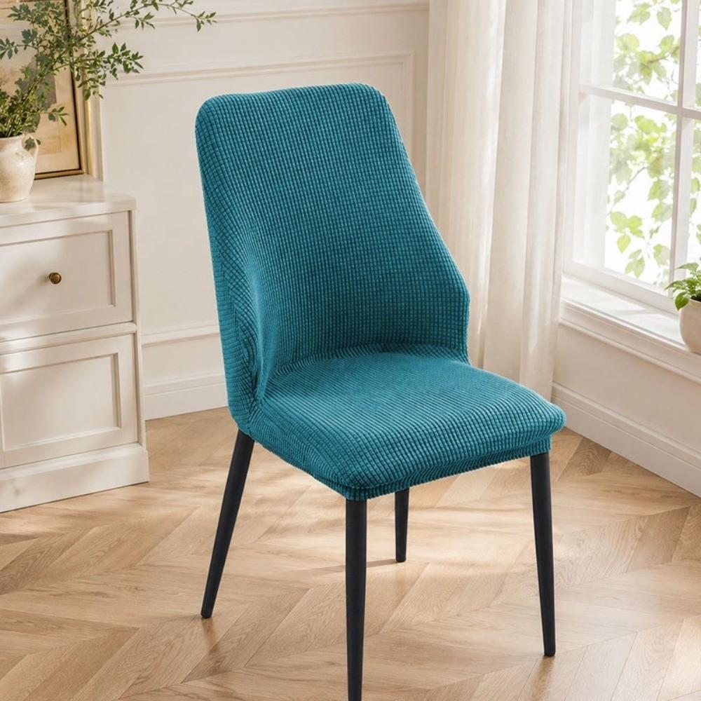 Curved Dining Chair Cover Anti-slip Backrest Protector Simple Stool Slipcover for Home Decoration