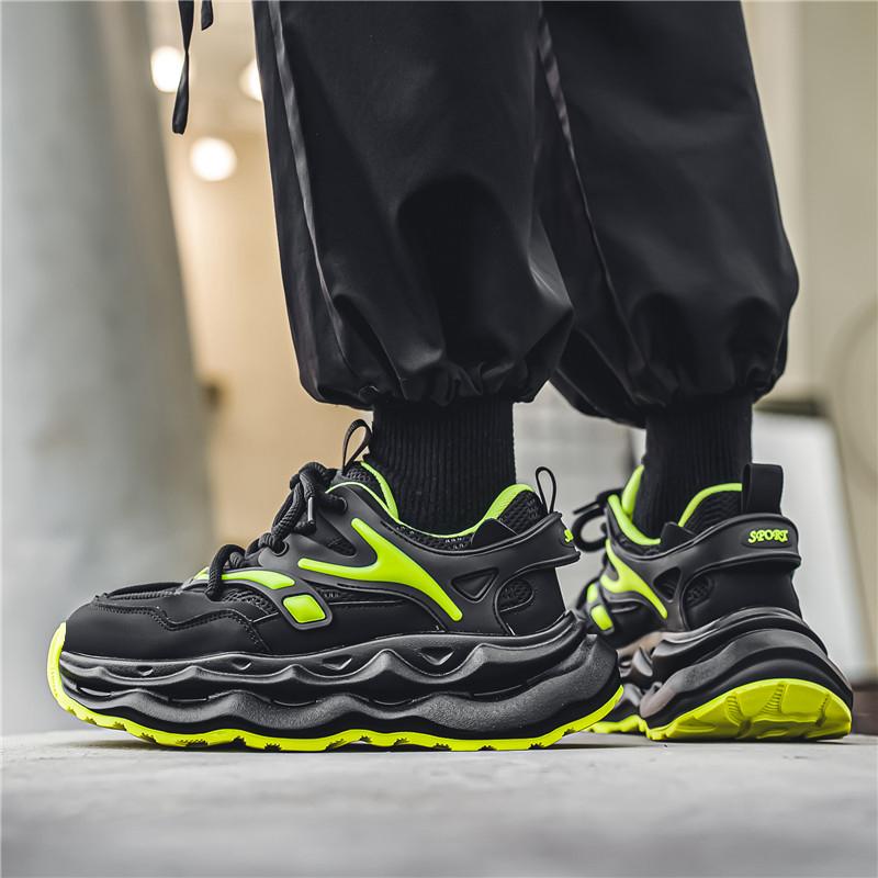 Fashion Men's Green Casual Sneakers 2024 Designer Platform Trainer Shoes Men Streetwear Height Increasing Sport Shoes Men Chunky Sneaker
