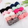 European and American Coral Fleece Bow Headband Ladies Wide-brimmed Wash Solid Color Headband