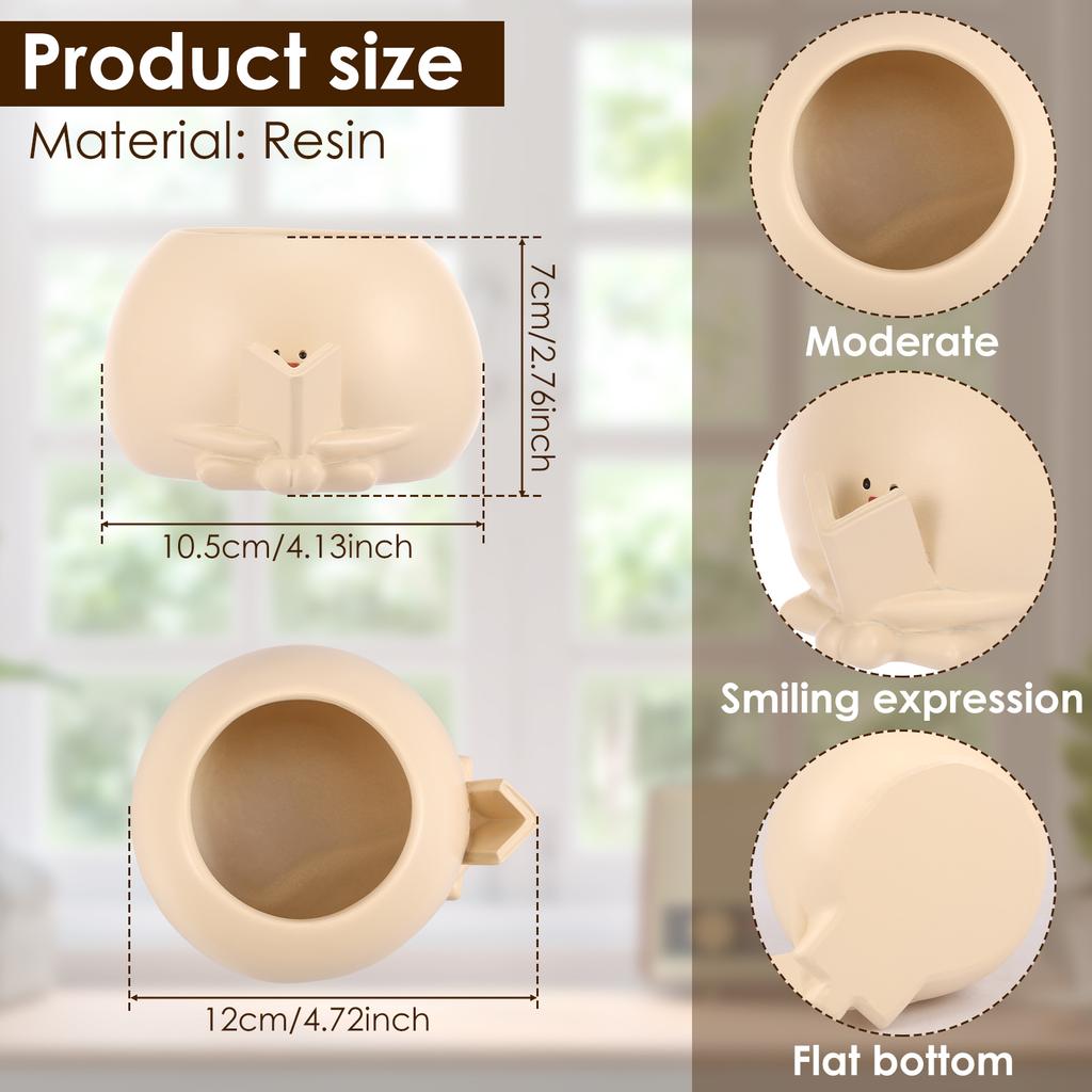 Кашпо в виде улыбающегося лица для комнатных растений, качающееся кресло, цветочный горшок с дренажным отверстием, забавный маленький горшок для домашнего декора в помещении и на улице, новый