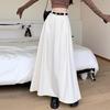 Women Skirt Elegant Flared A-Line Midi Skirt with Pockets Fashionable Solid Color Lady Skirt for Autumn
