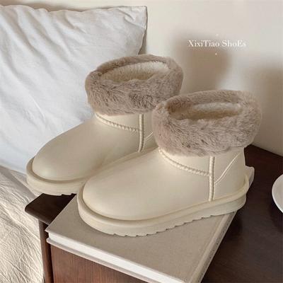 Осенне-зимняя мода утепленные зимние сапоги для девочек простые однотонные водонепроницаемые уличные сапоги из хлопка ЭВА для женщин