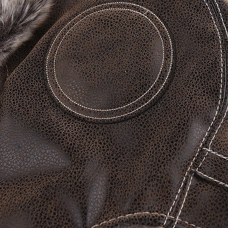 1Pc Men Women'S Pilot Aviator Bomber Trapper Hat Faux Fur Leather Snow Cap With Ear Flaps Pilot Winter Bomber Hat Ushanka Hat