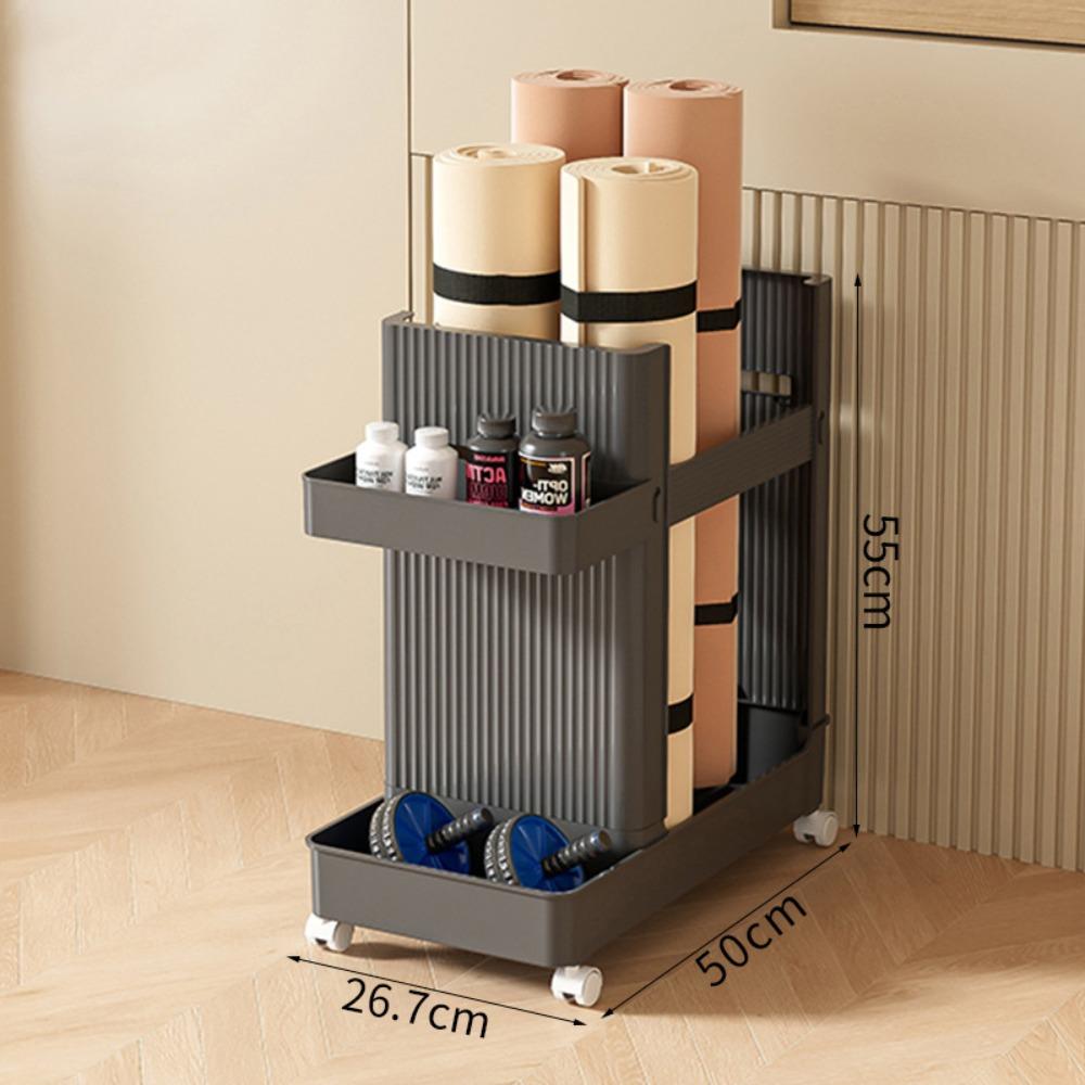 Multifunctional Gym Equipment Holder Durable Stable Yoga Mat Storage Basket with Wheels Sports Tools Organizer Fitness Equipment
