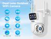 Уличная WiFi-камера Hiseeu 4K 6MP, двойной объектив, двойной экран, двусторонняя аудиосвязь, цветное ночное видение, автоматическое слежение, обнаружение человека ИИ
