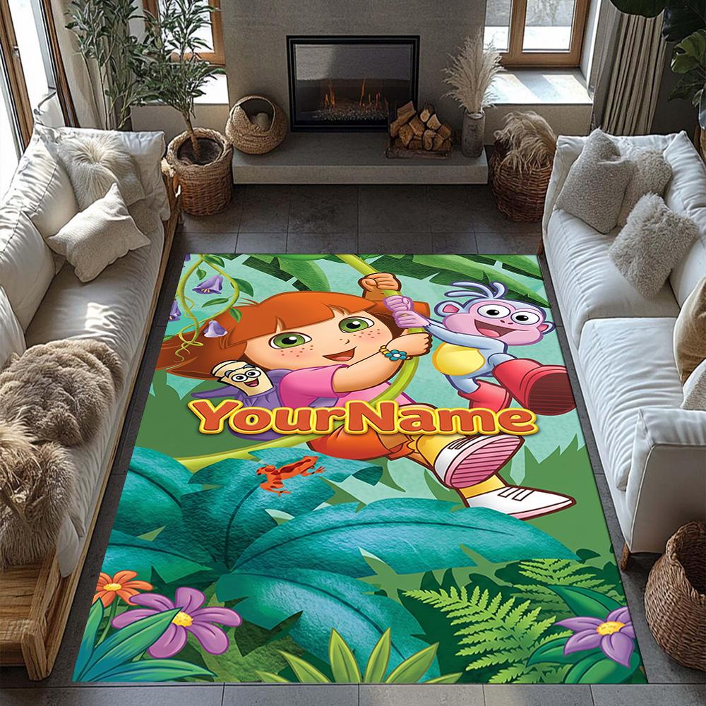 Dora Explorer Personalized Text Floor Rug Office Rug Design for Game Room Decorate room Playrooms Balcony Antislip Carpet Office home decor