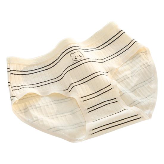 Women Underpants Mid Waist Cartoon Print Japanese Style Butt-lifted Good Breathability Elastic