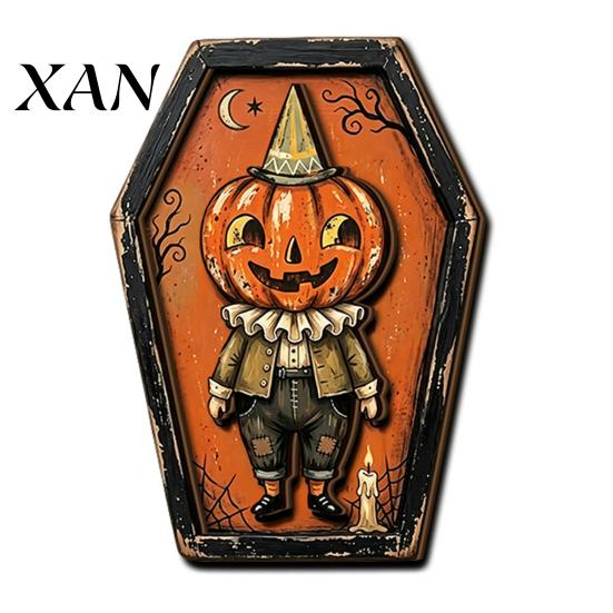 Vintage Style Halloween Ornaments Wooden Decor, Cat Mummy Skeleton Figurines, Spooky Party Supplies Fall Farmhouse Tabletop Centerpiece for