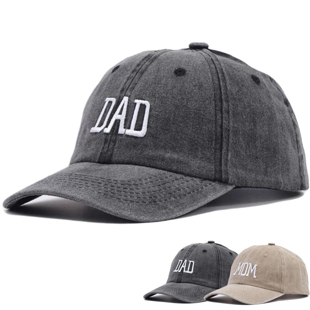 Унисекс washed cotton cap DAD MOM Вышивка Бейсболка Для улицы Пара Шикарные Папины кепки
