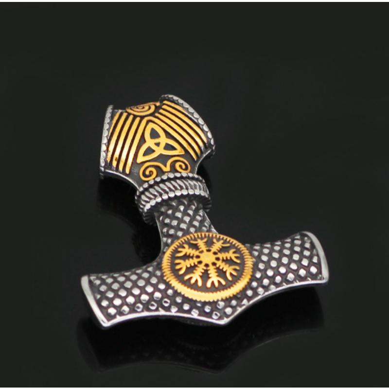 Высокое качество из нержавеющей стали 316L, двухсторонняя руна викингов, мужская подвеска, ожерелье, мужская подвеска с молотом Тора, ювелирное изделие, подарок