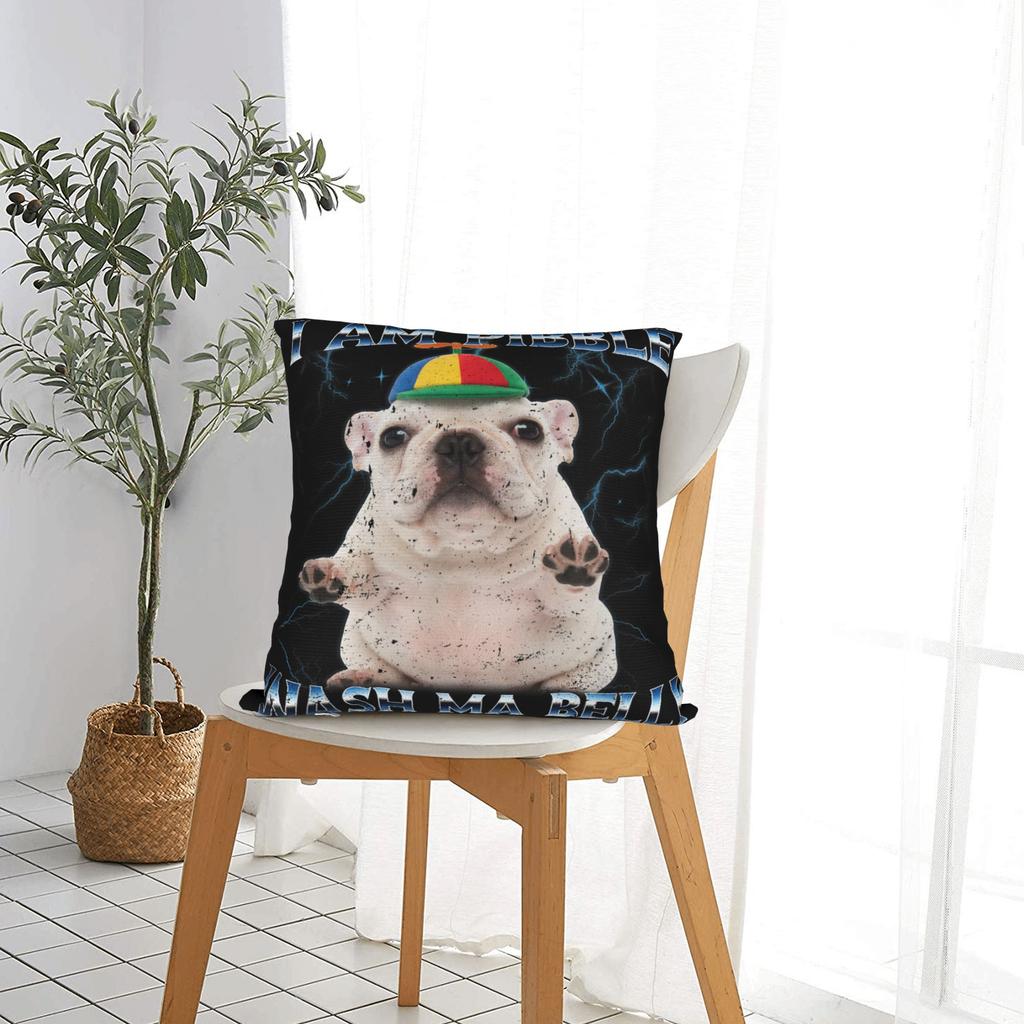 I Am Pibble Dog Puppy Wash Clean My Belly Funny Meme Pillow Cover Soft Cushion Cover Fashion Pillow Case For Bedroom Home Decor