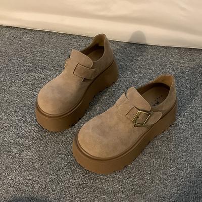 Женские весенне-осенние новые туфли на толстой подошве, универсальные повседневные одинарные туфли, увеличивающие рост