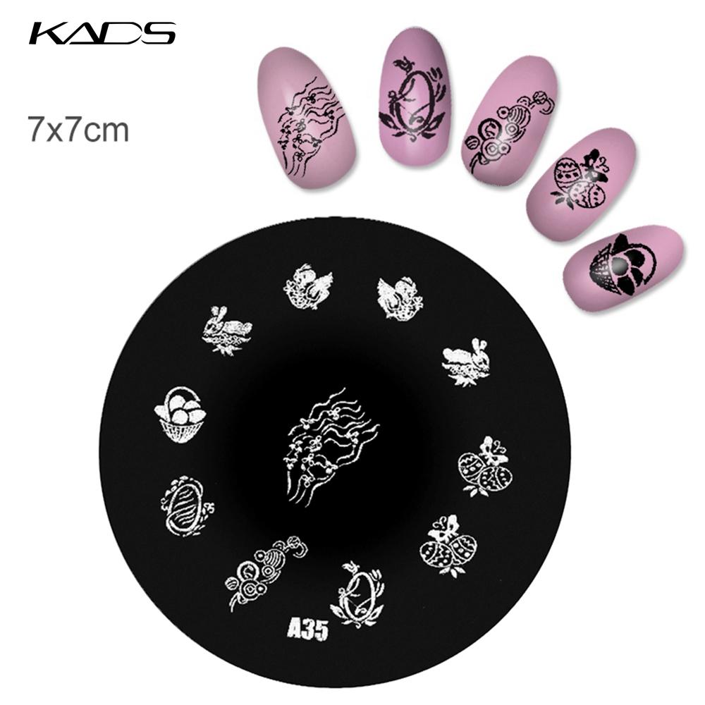kads 1PC Round Stainless Steel Nail Art Nail Stamping Plates Manicure Stamp DIY for Nail Templates Classic Series Tools