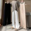 Модные осенне-зимние женские трикотажные брюки с широкими штанинами, новые свободные длинные брюки на шнурке с высокой талией, повседневные однотонные плиссированные брюки 2379
