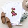 (Asian Size)  Tee Top Fashion Flower Lovely Style Cute Trend Women Print T Shirt Woman Summer Female T Clothing Short Sleeve Graphic T-shirts